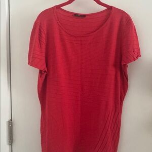 Lafayette 148 New York Red Relaxed Short Sleeve T-Shirt